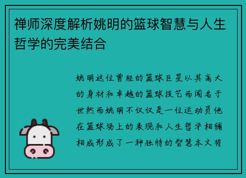 禅师深度解析姚明的篮球智慧与人生哲学的完美结合 禅师深度解析姚明的篮球智慧与人生哲学的完美结合
